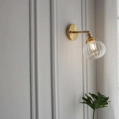 Pumpkin-shaped glass wall lamp in water ripple transparent or blue finish for ambient lighting