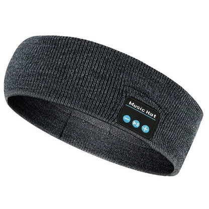 Bluetooth 5.4 head band with eye mask and sports scarf functions in black, dark grey, or grey-white colours