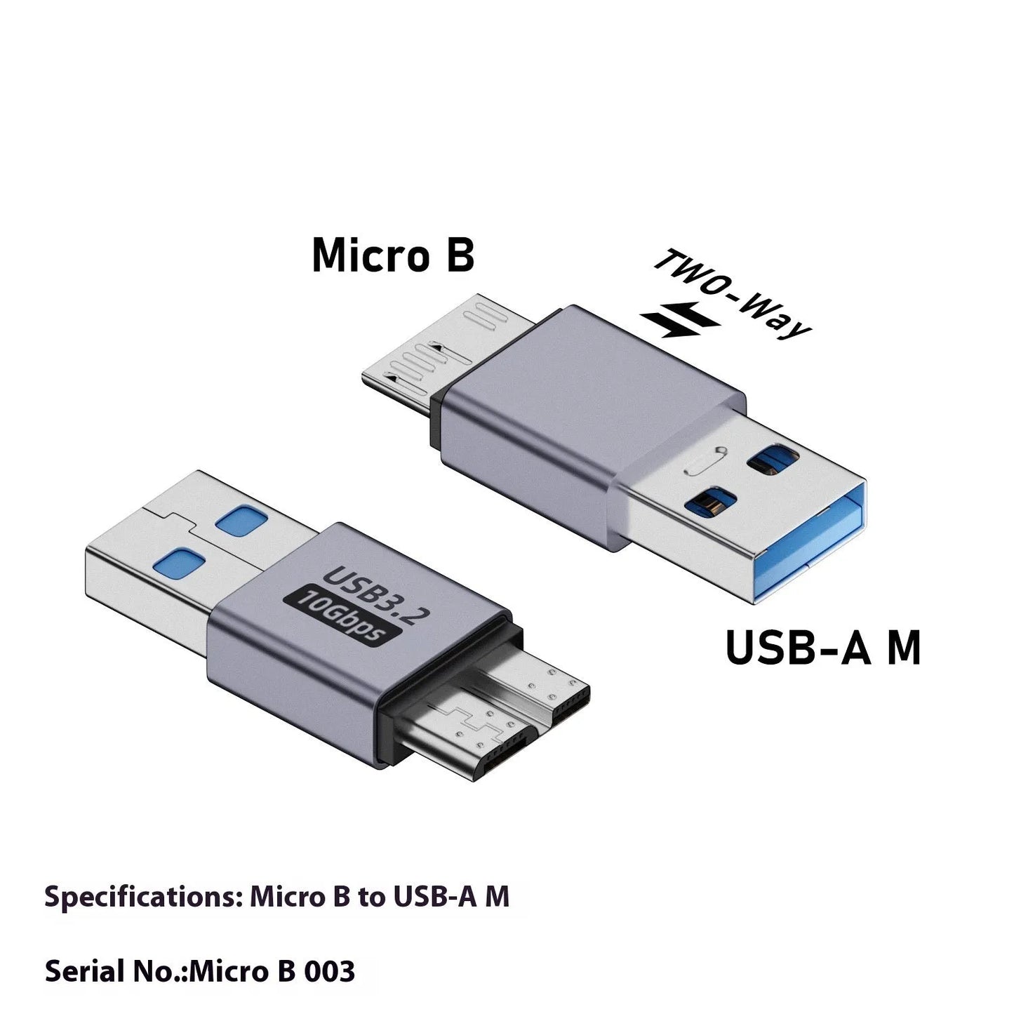 Micro USB to USB-C and USB-A adapter converter for data transfer and charging devices