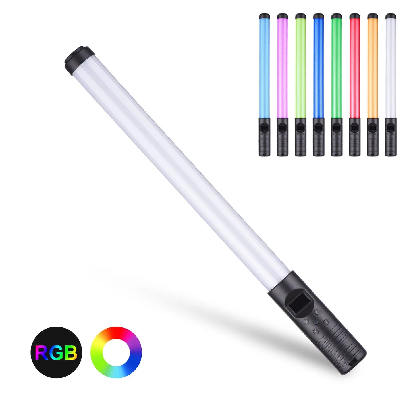 Handheld dual colour temperature LED photography fill light stick with RGB modes and USB charging