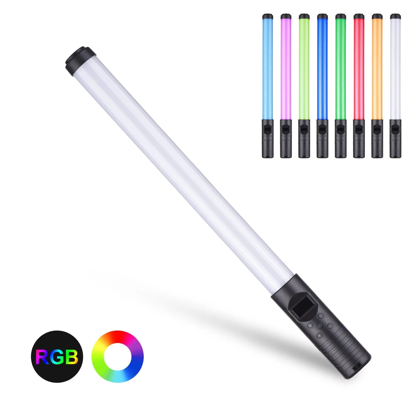 Handheld dual colour temperature LED photography fill light stick with RGB modes and USB charging