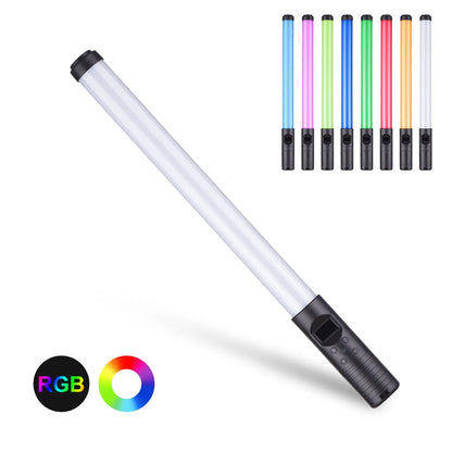 Handheld dual colour temperature LED photography fill light stick with RGB modes and USB charging