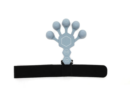 Grey and black silicone hand trainer for adult finger rehabilitation and strength exercises