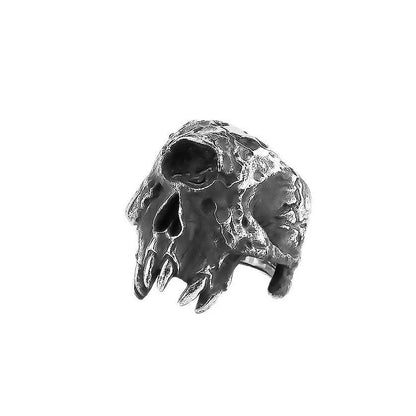 Alloy skull ring with one-eyed design and electroplated finish in retro punk style