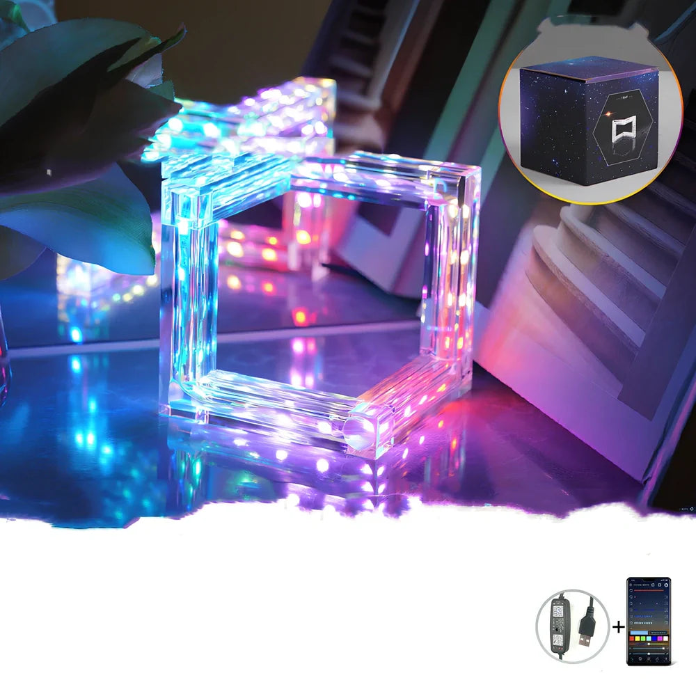 Acrylic Bluetooth desk lamp with 12x12x8.7cm dimensions and 9W LED lighting
