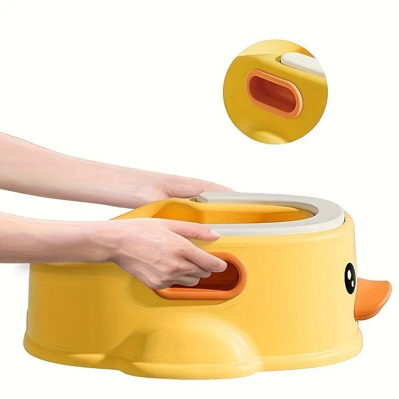 Blue PVC duck-shaped bathtub for washing a small dog or cat outdoors.