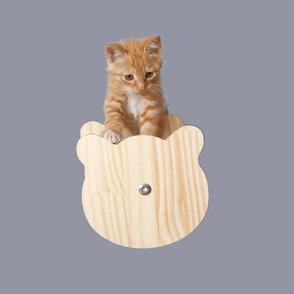 Solid wood wall-mounted cat jumping platform for pet climbing and lounging