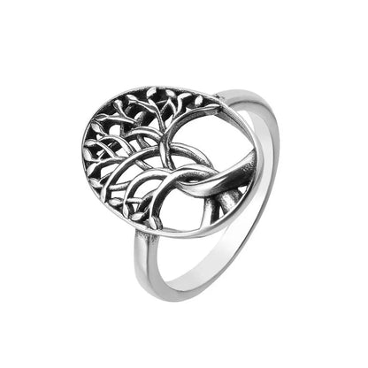 Retro Tree of Life men's titanium steel ring in picture colour, sizes 7-12 available