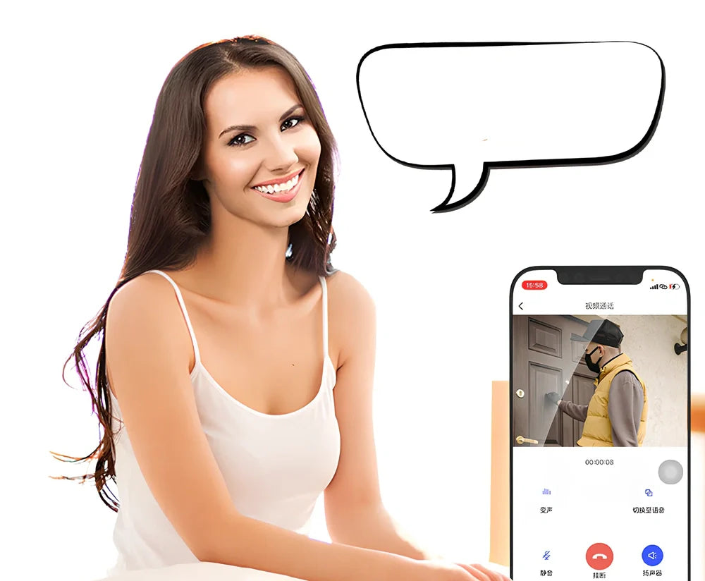 White X6 wireless video doorbell with infrared night vision camera and mobile app connectivity