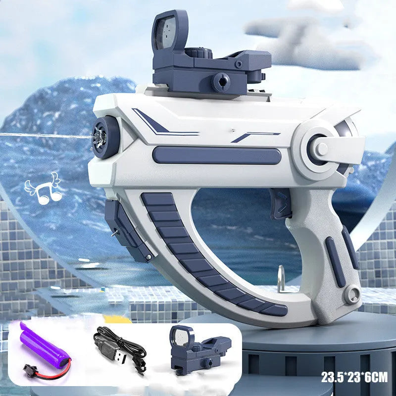 Blue and pink rechargeable electric water guns with automatic continuous firing capability