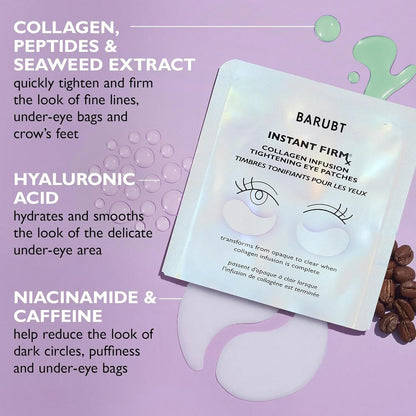 White collagen firming eye mask patches, product size 9 x 11.6 cm, single pack