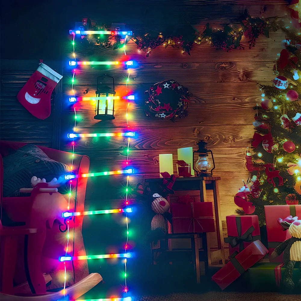 LED ladder light Christmas decoration with 3-metre display in warm light or colourful options