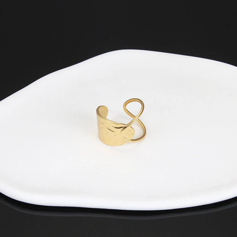 Adjustable stainless steel finger ring with unique charm designs in various colors