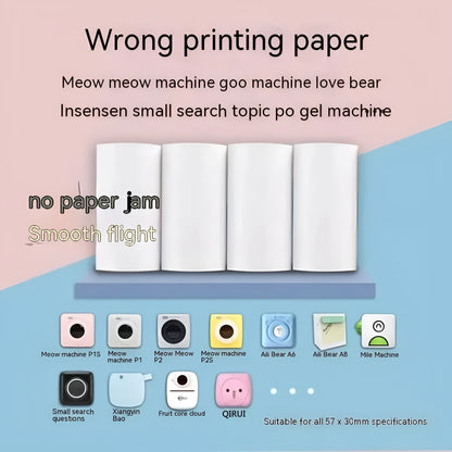 57mm x 30m thermal paper roll for student printers in pink and yellow blue option
