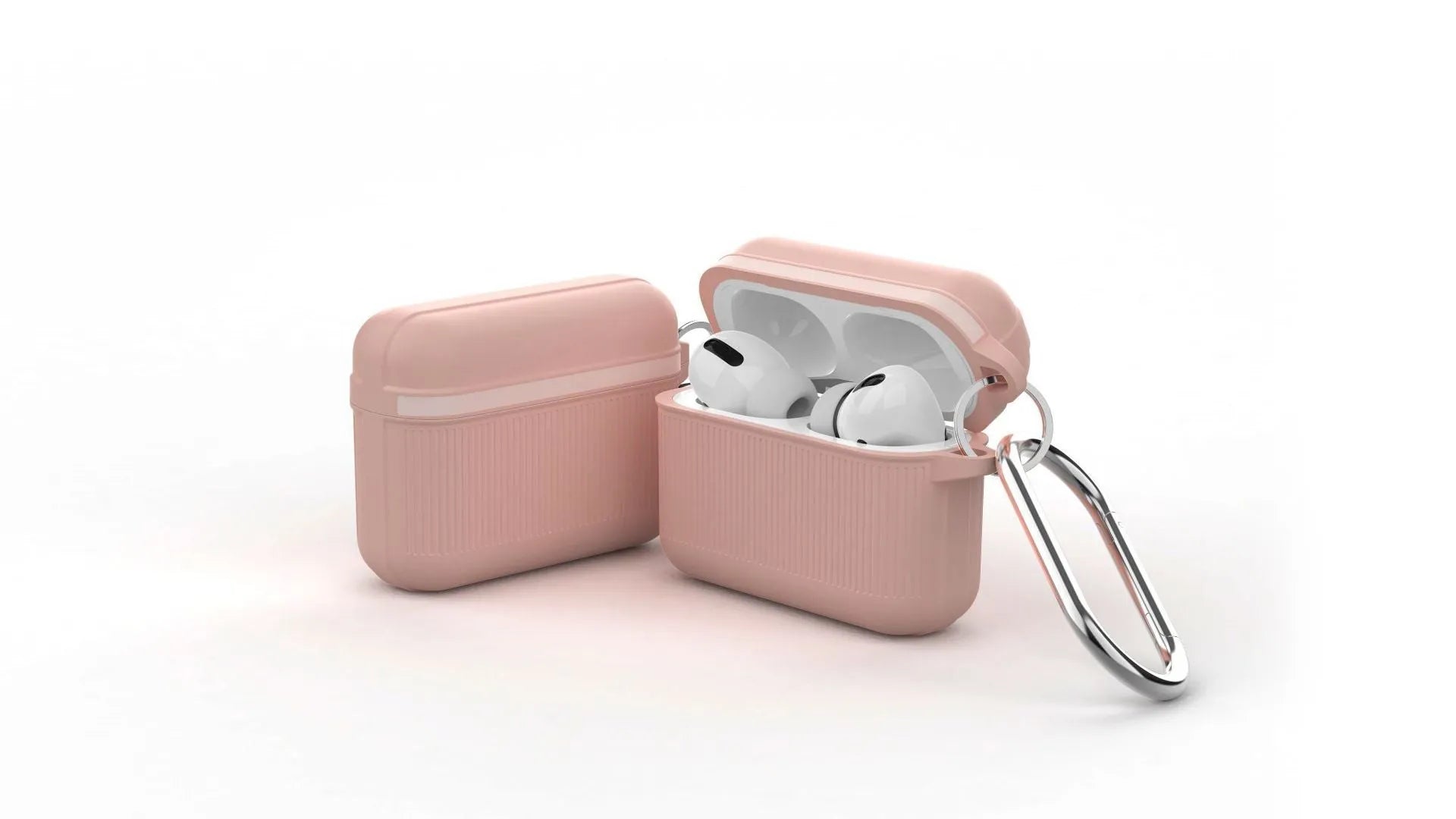 Silicone AirPods case in solid colour with reinforced corners and split design for quick access