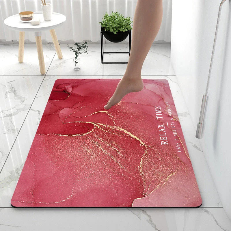 Premium anti-slip bathroom floor mat with durable diatom mud fabric and sponge-rubber base for superior moisture absorption and safety