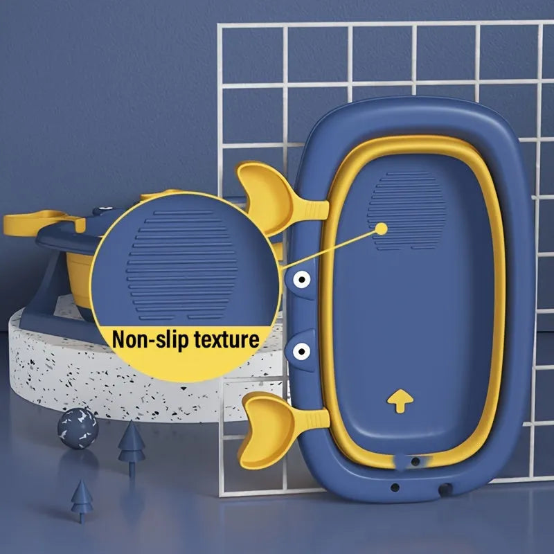 Blue foldable portable pet bathing tub for a small dog