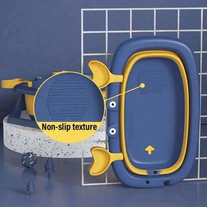 Blue foldable portable pet bathing tub for a small dog
