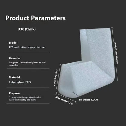 EPE pearl cotton corner protector U10 style with 10mm slot width