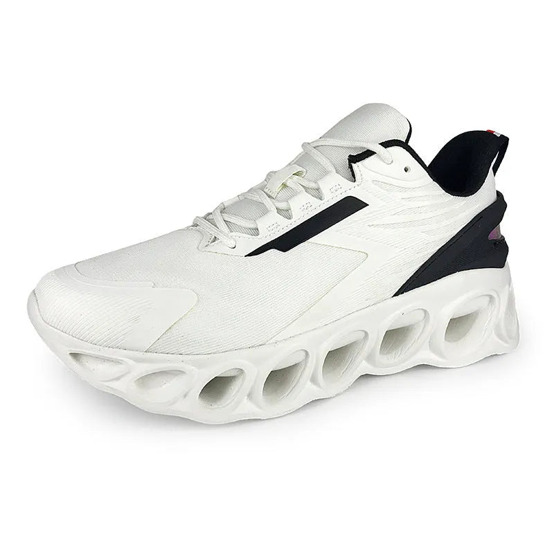 Breathable mesh casual trainers in black colour with lace-up closure and EVA sole