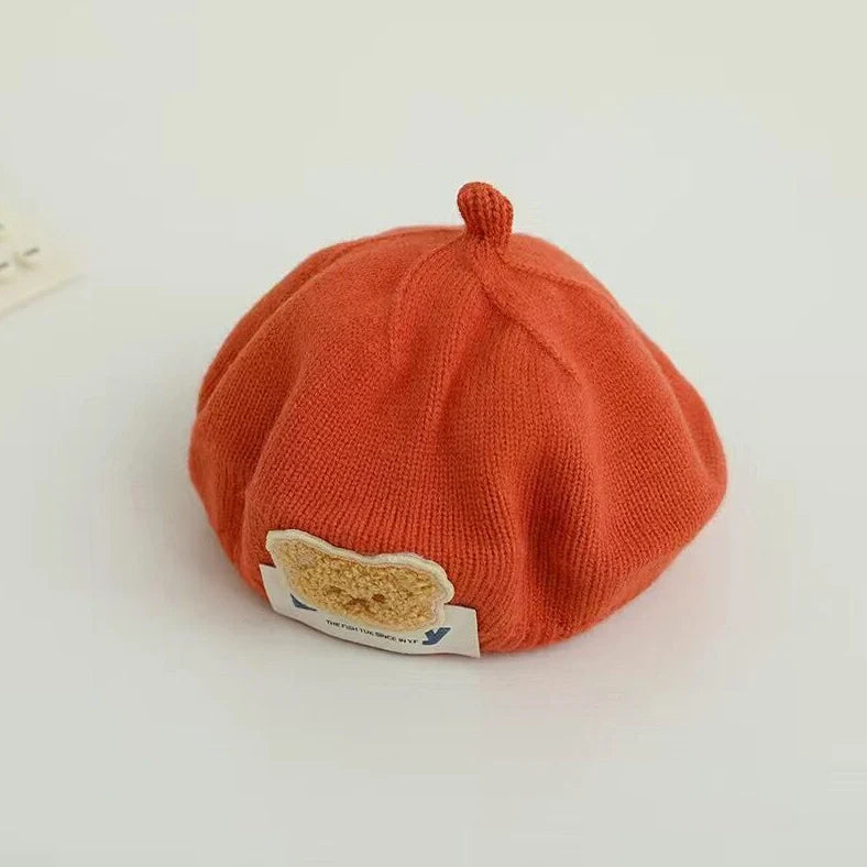 Children's knitted beret in acrylic fabric for winter, sized 45-52cm head circumference