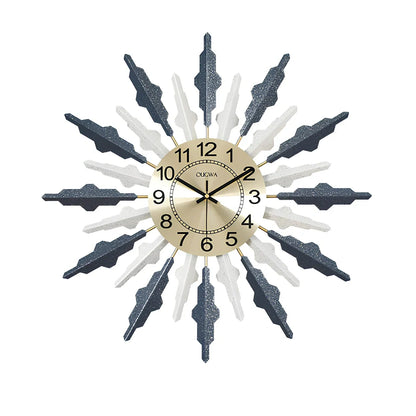 Metal wall clock with pointer and number display showing battery-powered seconds-sweeping movement