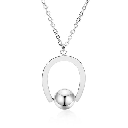 Adjustable stainless steel necklace with geometric pendant and cross chain design in gold or silver finish