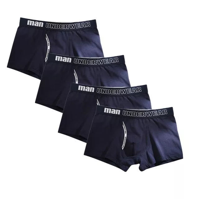 Men's cotton boxer underpants with antibacterial feature in solid colors