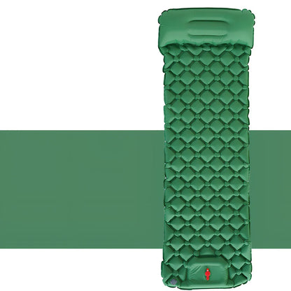 LT-88 navy blue inflatable sleeping pad showing 190cm length and integrated foot strap pillow design