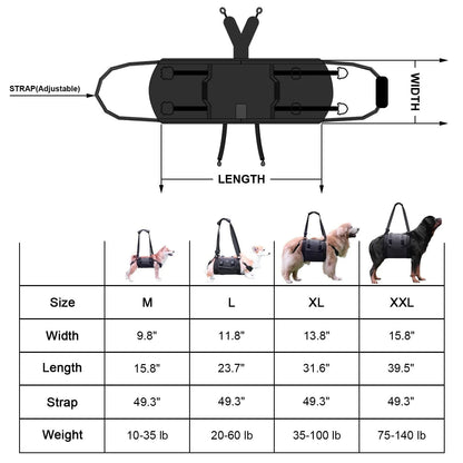 Black Oxford cloth dog harness with leg support design and adjustable chest strap