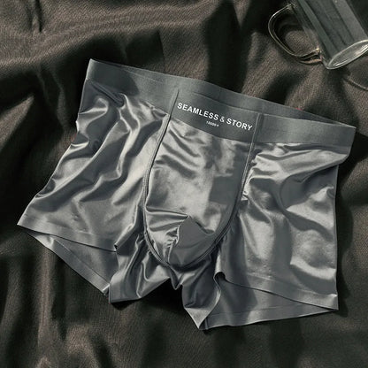 Men's ice silk underwear in mid-waist design showing coffee colour option