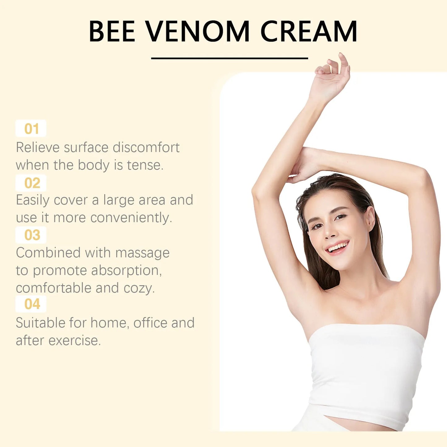 60g jar of moisturising skincare cream with mint, bee venom, and tea tree oil.