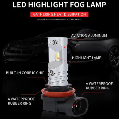 H11 H8 CSP 80W high power automotive LED front fog lamp with aviation aluminium housing.
