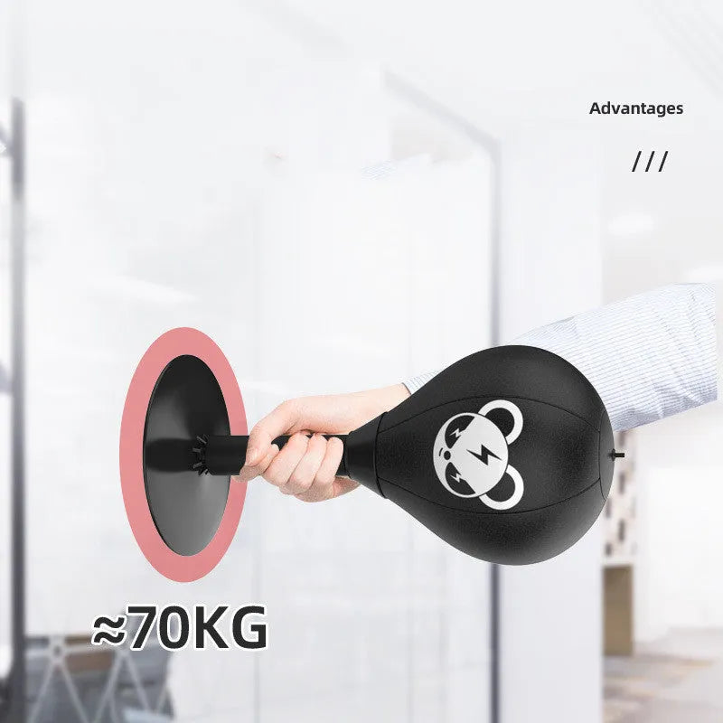 Tabletop boxing speed ball with suction cup base and inflatable PU leather ball in Burst Bear design