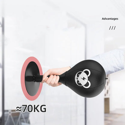 Tabletop boxing speed ball with suction cup base and inflatable PU leather ball in Burst Bear design