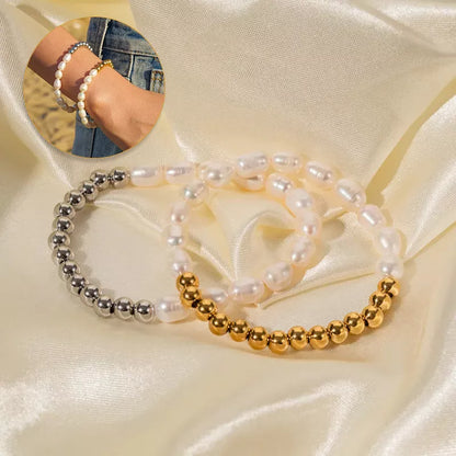 Margaux Freshwater Pearl Bracelet in gold and silver with stainless steel