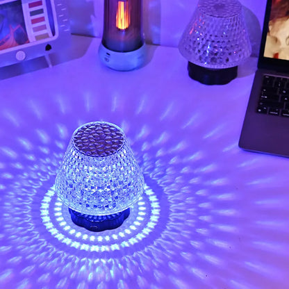 Crystal table lamp with touch sensor base and USB charging cable