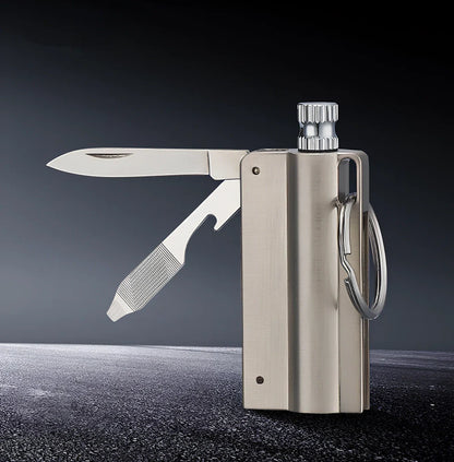 Waterproof key ring lighter with alloy body and wire drawing finish measuring 6cm length