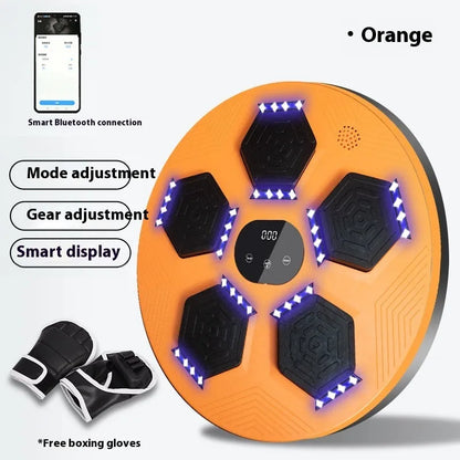 Smart music boxing machine hanging wall target set in black, grey, or orange with matching gloves