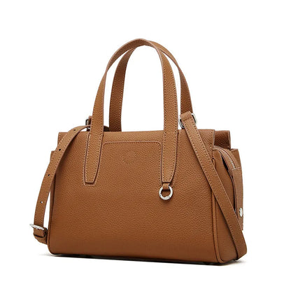 Genuine leather crossbody bag with square shape and adjustable shoulder strap