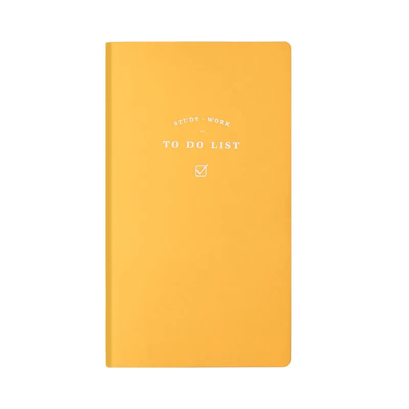Simple style portable todolist notebook in blue, green, pink, or yellow with PU cover and 96 pages.