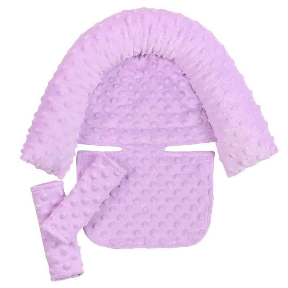 Babies' shaping headrest pillow in white with two grey belts, 170g polyester and PP Cotton for newborn head support