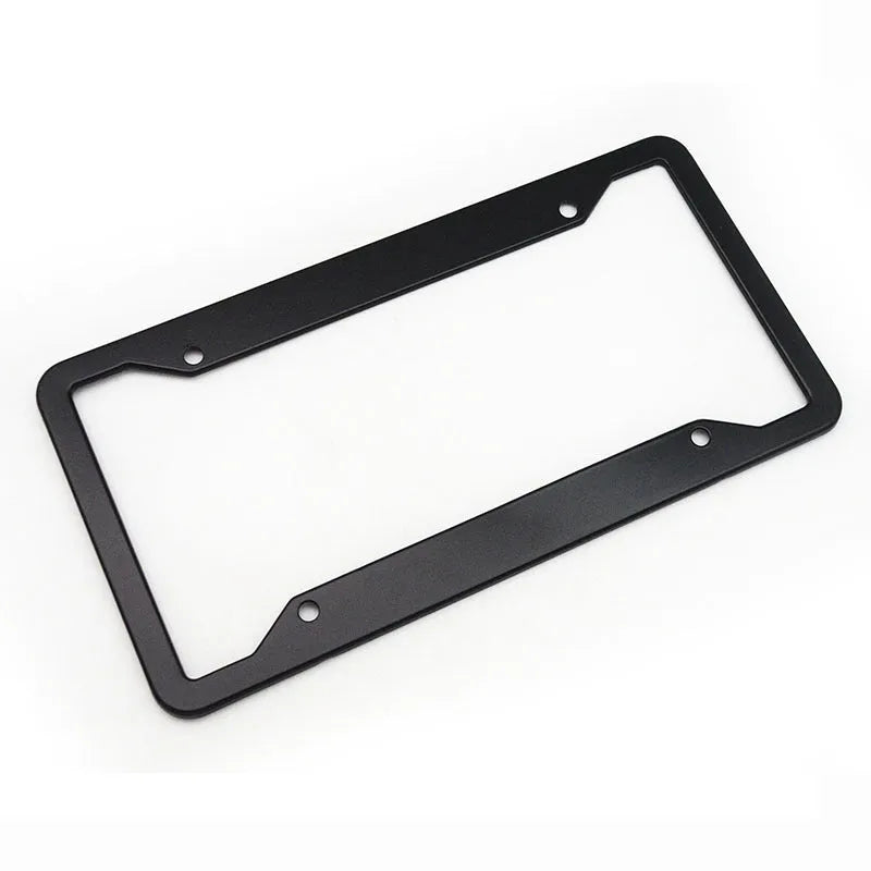 Aluminium alloy stainless steel license plate frame in black finish showing vehicle registration plate protection