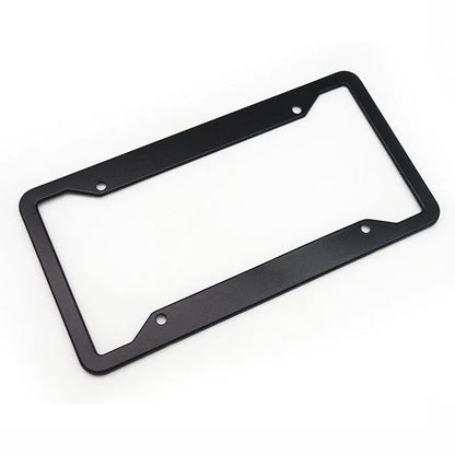 Aluminium alloy stainless steel license plate frame in black finish showing vehicle registration plate protection