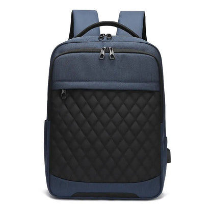 Men's Oxford cloth travel backpack with curved shoulder straps in black colour option