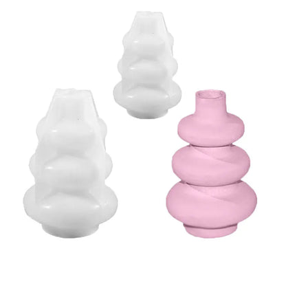 Three layer circle vase ornaments silicone mould in irregular shape