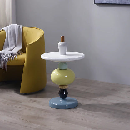 Nordic minimalist side table with 45cm diameter wood top and stainless steel base
