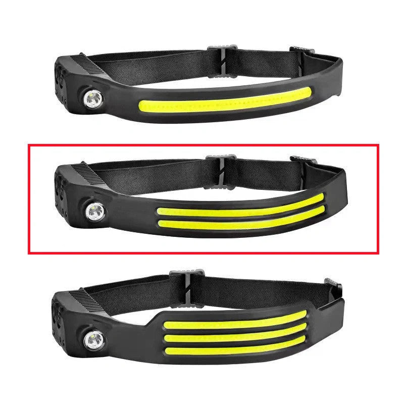 USB rechargeable LED induction headlamp for camping and hunting with adjustable headband