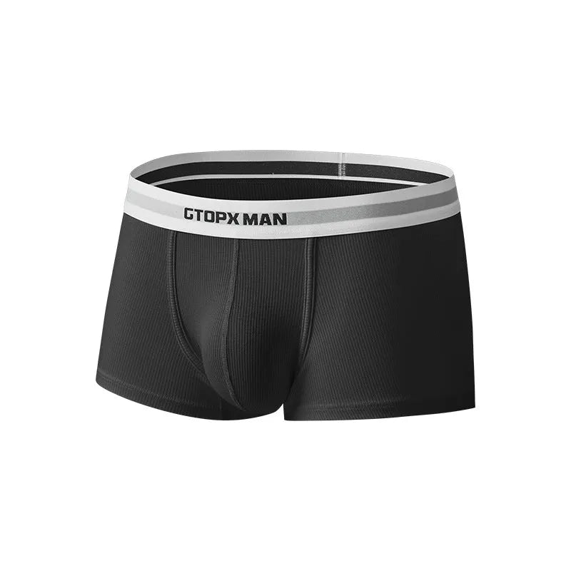 Men's U-convex rib weave sports brief in grey, white, or black, low waist, sizes M to XXL