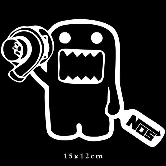 Black and white cartoon automobile PVC sticker measuring 15x12cm for car decoration